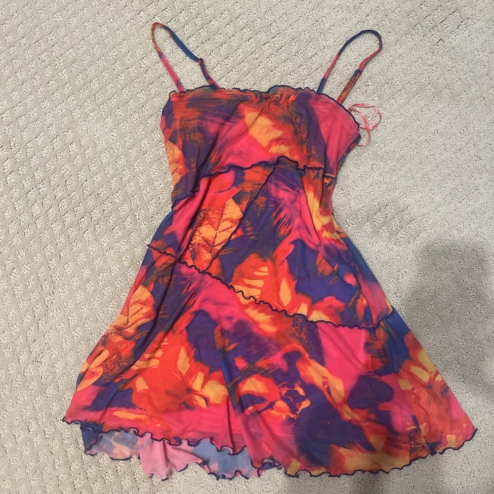 pink/multi color slip dress